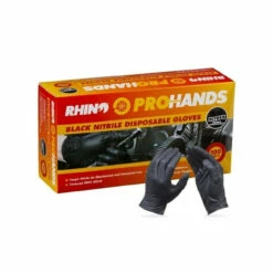 RHINO BLACK NITRILE DISPOSABLE GLOVES 100PK (L)